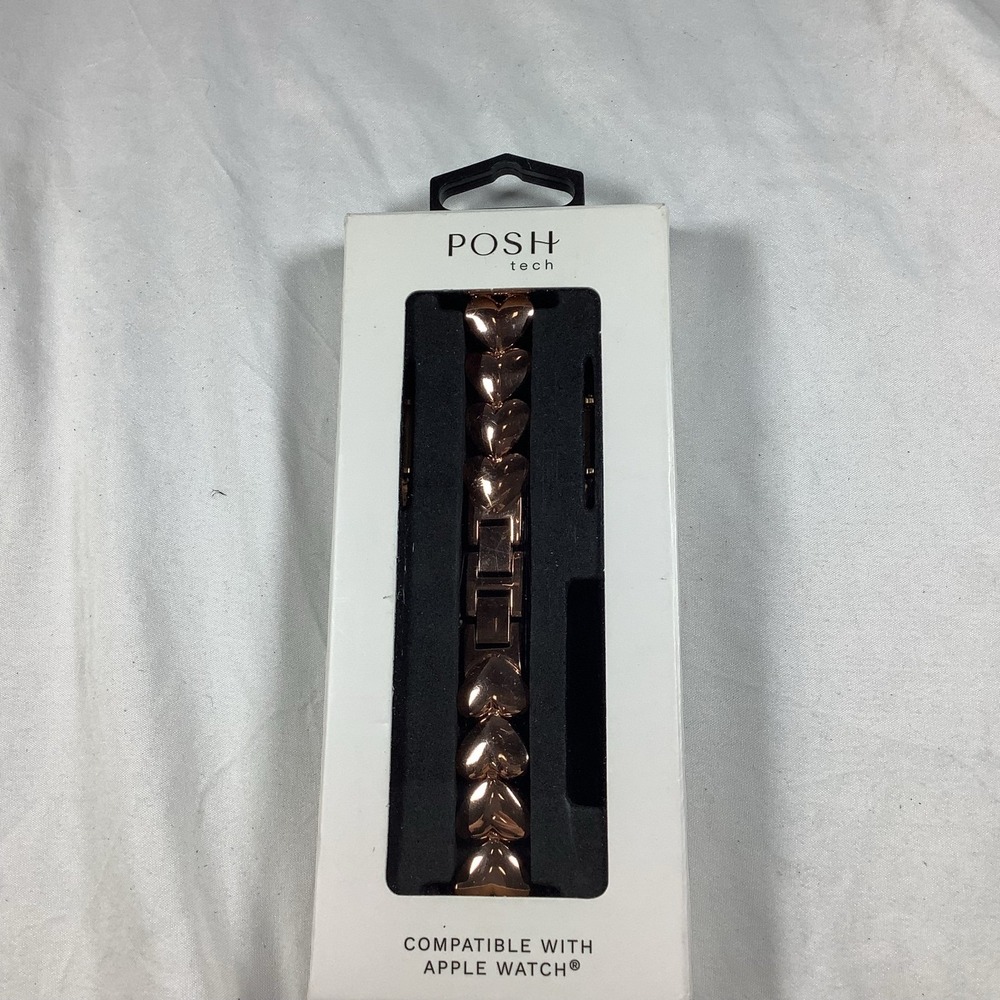 Posh Tech Rose Gold Heart Link Steel Band for Apple Watch 38-45mm
